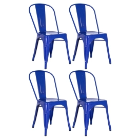 Produto Kit 4 Cadeiras de jantar Iron Tolix com design industrial - Azul Escuro