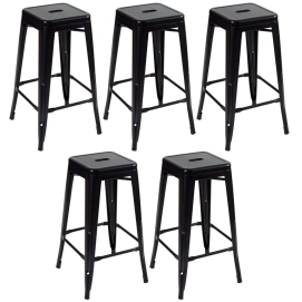 Produto Kit 5 Banquetas alta para bancada Iron Tolix 78 cm - Preto semibrilho