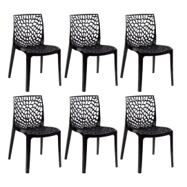 Produto Kit 6 Cadeiras de jantar Gruvyer com design contemporâneo e anatômico - Preto