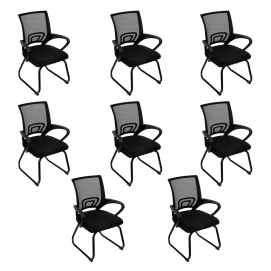 Produto Kit 8 Cadeiras estofada Office Tok com base fixa para escritório – Preto