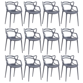Produto Kit 12 Cadeiras de jantar Master Allegra Design Moderno em Polipropileno - Cinza escuro
