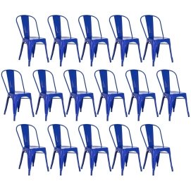 Produto Kit 16 Cadeiras de jantar Iron Tolix com design industrial – Azul Escuro
