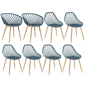 Produto Kit 2 cadeiras Clarice Nest com braços + 6 cadeiras Cloe - Azul petróleo