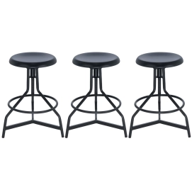 Produto Kit 3 banquetas altas para cozinha industrial York com banco giratório - Preto