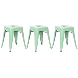 Produto Kit 3 Banquetas baixa para cozinha Iron Tolix 45 cm - Verde Claro
