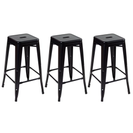 Produto Kit 3 Banquetas alta para bancada Iron Tolix 78 cm - Preto semibrilho