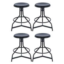 Produto Kit 4 banquetas altas para cozinha industrial York com banco giratório - Preto