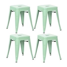 Produto Kit 4 Banquetas baixa para cozinha Iron Tolix 45 cm - Verde Claro