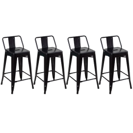 Produto Kit 4 Banquetas média para bancada Iron Tolix com encosto 61 cm - Preto