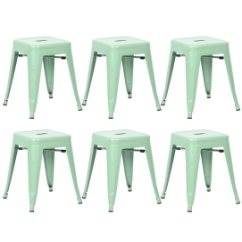 Produto Kit 6 Banquetas baixa para cozinha Iron Tolix 45 cm - Verde Claro