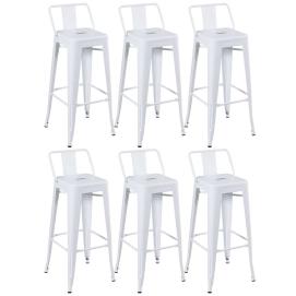 Produto Kit 6 banquetas altas para bancada Iron Tolix com encosto 76 cm – Branco
