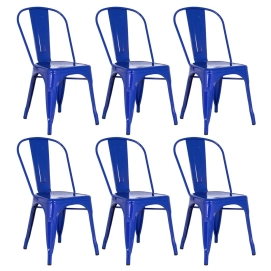 Produto Kit 6 Cadeiras de jantar Iron Tolix com design industrial - Azul Escuro