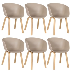 Produto Kit 6 Cadeiras de jantar Cassia com design moderno e assento confortável – Nude