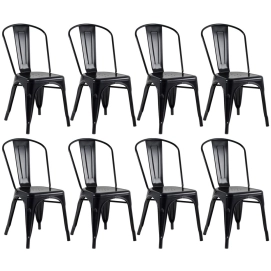 Produto Kit 8 Cadeiras de jantar Iron Tolix com design industrial - Preto Semibrilho