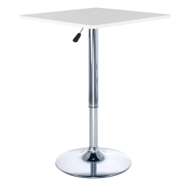 Produto Mesa alta para bar e bistro Apollo quadrada 60 cm com tampo madeira ajustável - Branco